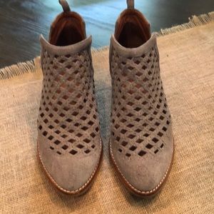 Jeffrey Campbell grey suede perforated booties